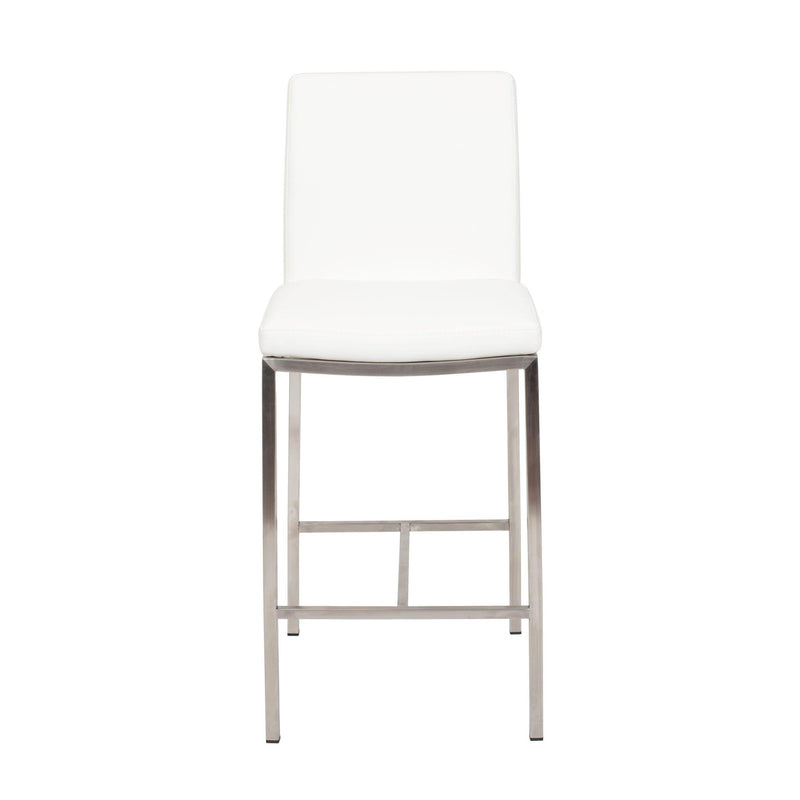 Furnishings' Mate BS 058-WH-SS Adam Counter Stool In White PU On Stainless Steel Frame IMAGE 2