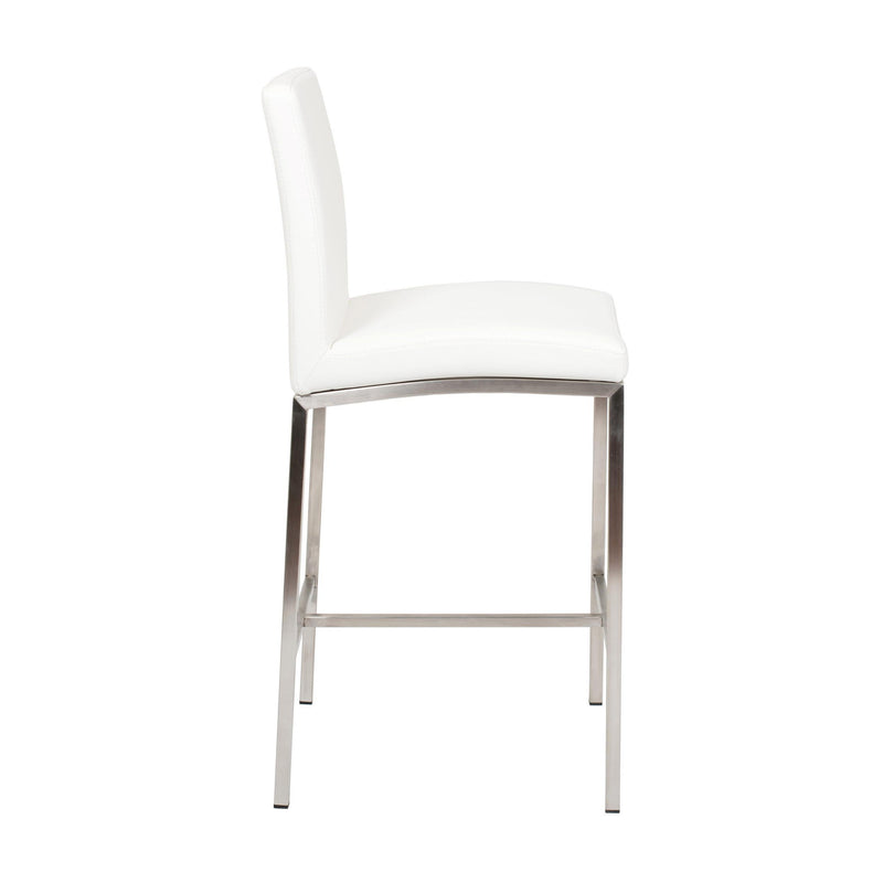 Furnishings' Mate BS 058-WH-SS Adam Counter Stool In White PU On Stainless Steel Frame IMAGE 3