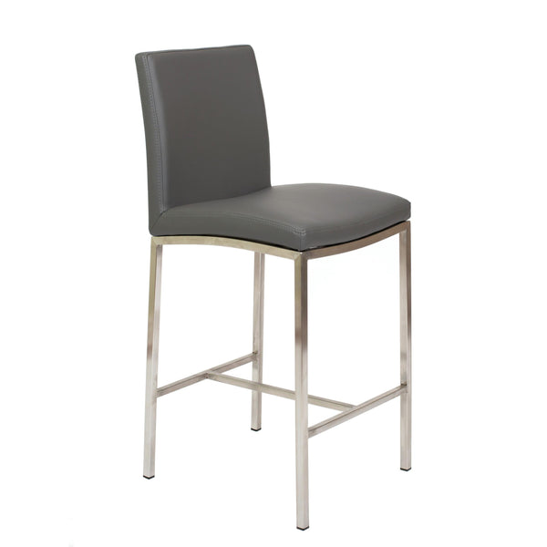 Furnishings' Mate BS 058-GR-SS Adam Counter Stool In Grey PU On Stainless Steel Frame IMAGE 1