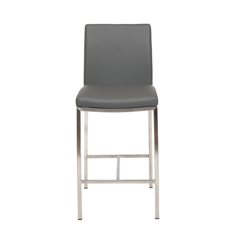 Furnishings' Mate BS 058-GR-SS Adam Counter Stool In Grey PU On Stainless Steel Frame IMAGE 2