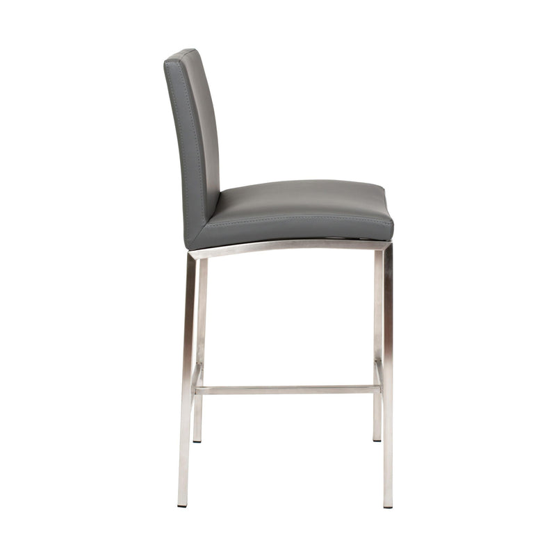 Furnishings' Mate BS 058-GR-SS Adam Counter Stool In Grey PU On Stainless Steel Frame IMAGE 3