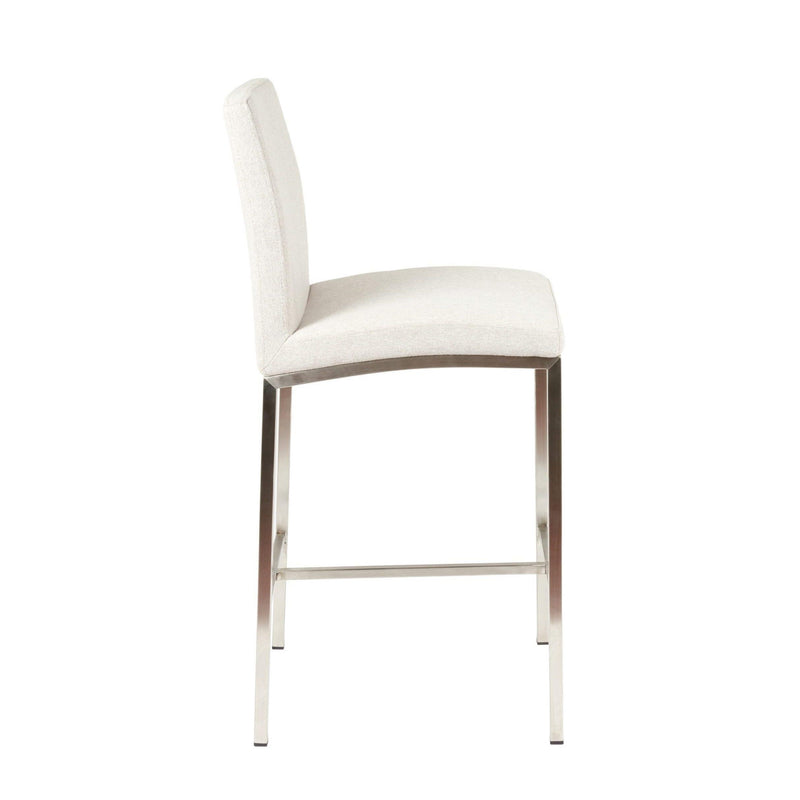 Furnishings' Mate BS 058-DF-SS Adam Counter Stool In Dove Fabric On Stainless Steel Frame IMAGE 3