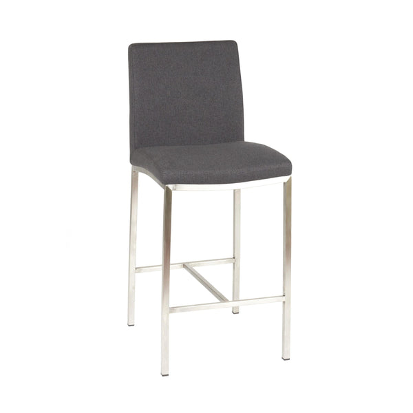 Furnishings' Mate BS 058-GF-SS Adam Counter Stool In Graphite Fabric On Stainless Steel Frame IMAGE 1