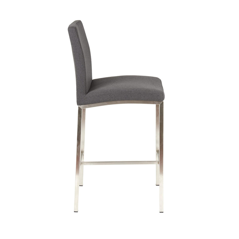 Furnishings' Mate BS 058-GF-SS Adam Counter Stool In Graphite Fabric On Stainless Steel Frame IMAGE 3