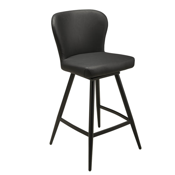 Furnishings' Mate CS 6402-BL-MB Amelie Stool In Black PU On Standard Matte Black Swivel Base IMAGE 1