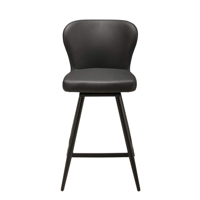 Furnishings' Mate CS 6402-BL-MB Amelie Stool In Black PU On Standard Matte Black Swivel Base IMAGE 2