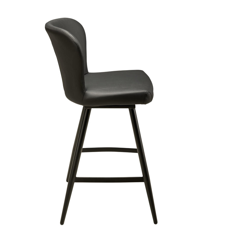 Furnishings' Mate CS 6402-BL-MB Amelie Stool In Black PU On Standard Matte Black Swivel Base IMAGE 3