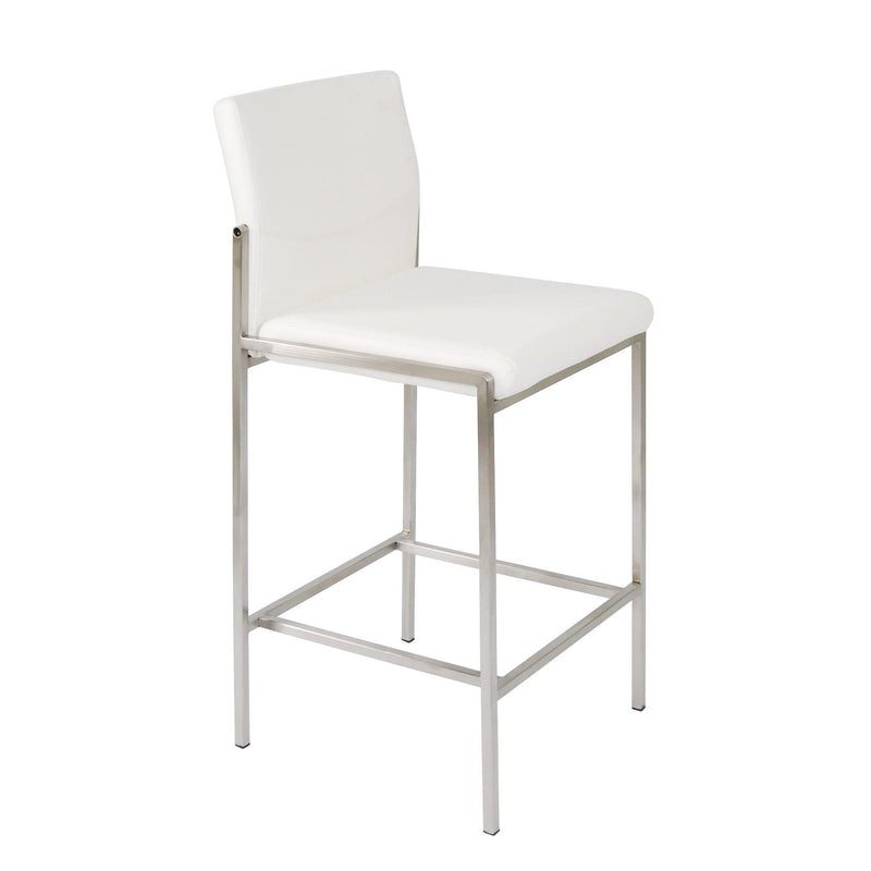 Furnishings' Mate BS 030-WH-SS Angle Counter Stool In White PU On Standard Stainless Steel Frame IMAGE 1