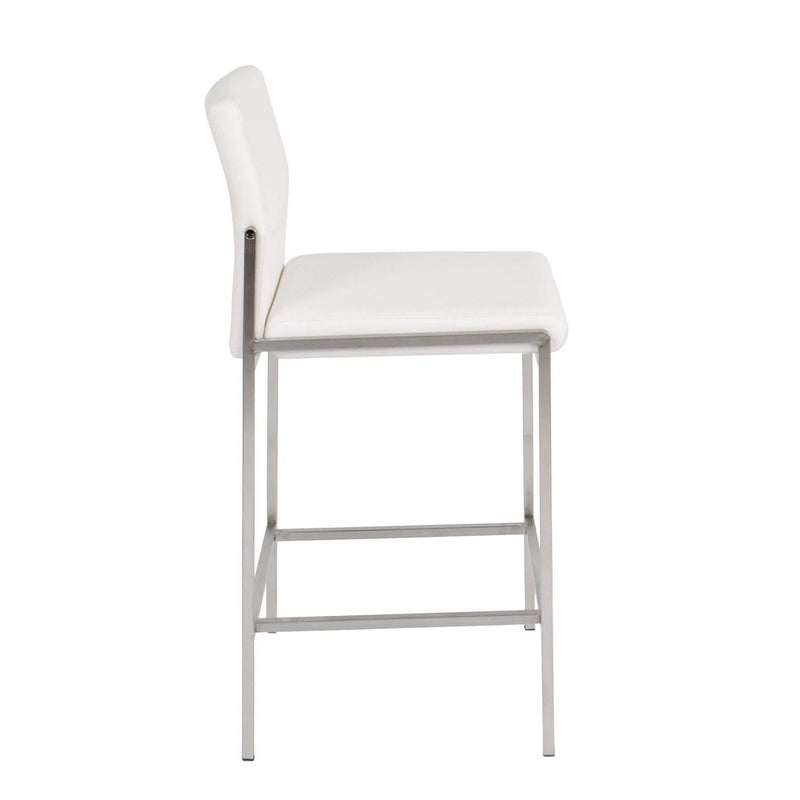 Furnishings' Mate BS 030-WH-SS Angle Counter Stool In White PU On Standard Stainless Steel Frame IMAGE 2