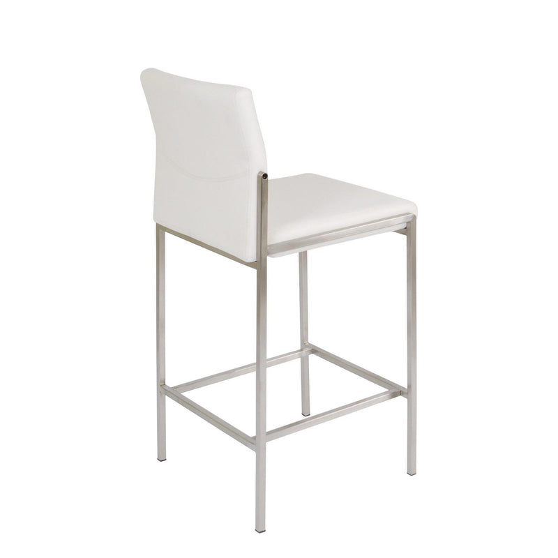 Furnishings' Mate BS 030-WH-SS Angle Counter Stool In White PU On Standard Stainless Steel Frame IMAGE 3