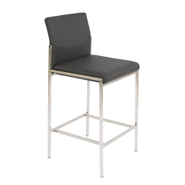 Furnishings' Mate BS 030-GR-SS Angle Counter Stool In Grey PU On Standard Stainless Steel Frame IMAGE 1