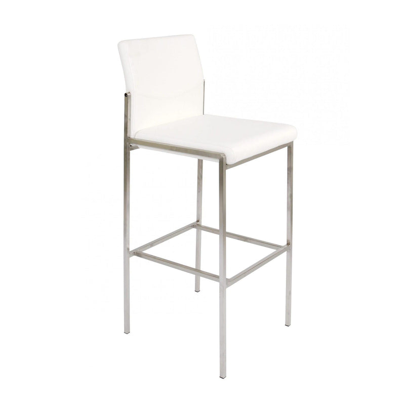 Furnishings' Mate BS 030A-WH-SS Angle Bar Stool In White PU On Standard Stainless Steel Frame IMAGE 1