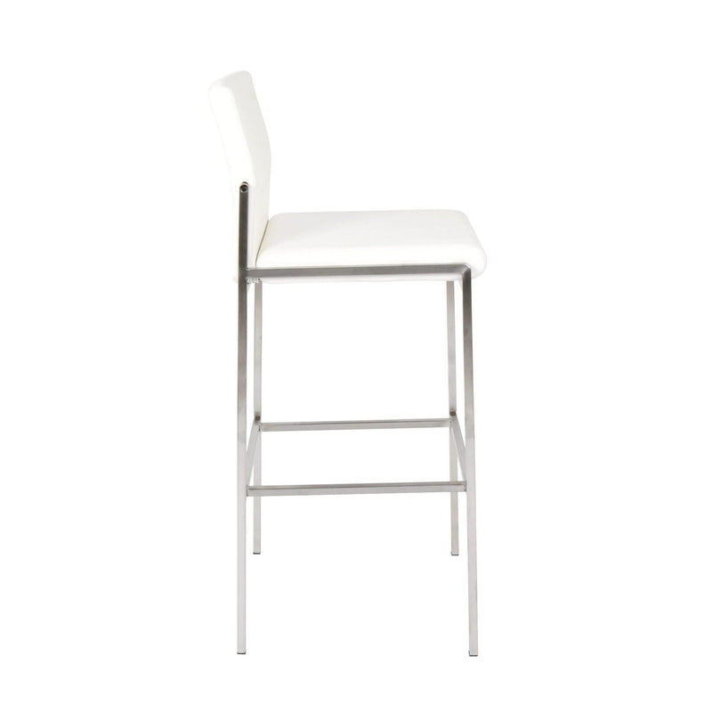 Furnishings' Mate BS 030A-WH-SS Angle Bar Stool In White PU On Standard Stainless Steel Frame IMAGE 2