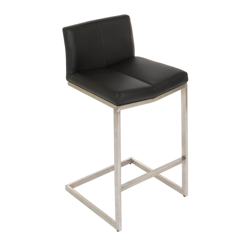 Furnishings' Mate BS 019-BL-SS Cee Counter Stool In Black PU On Stainless Steel Frame IMAGE 1