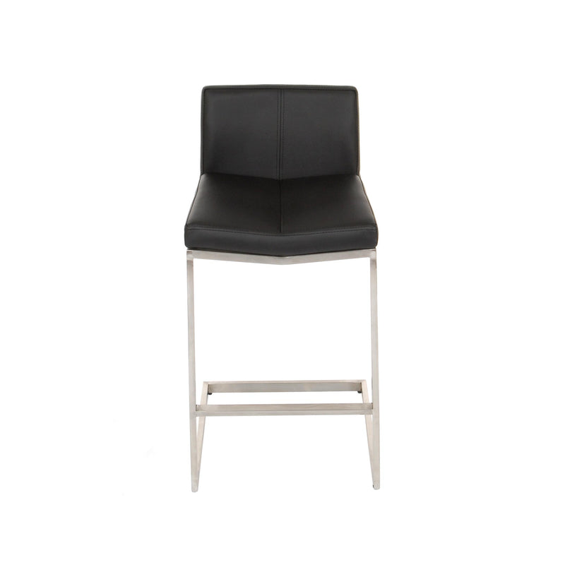 Furnishings' Mate BS 019-BL-SS Cee Counter Stool In Black PU On Stainless Steel Frame IMAGE 2