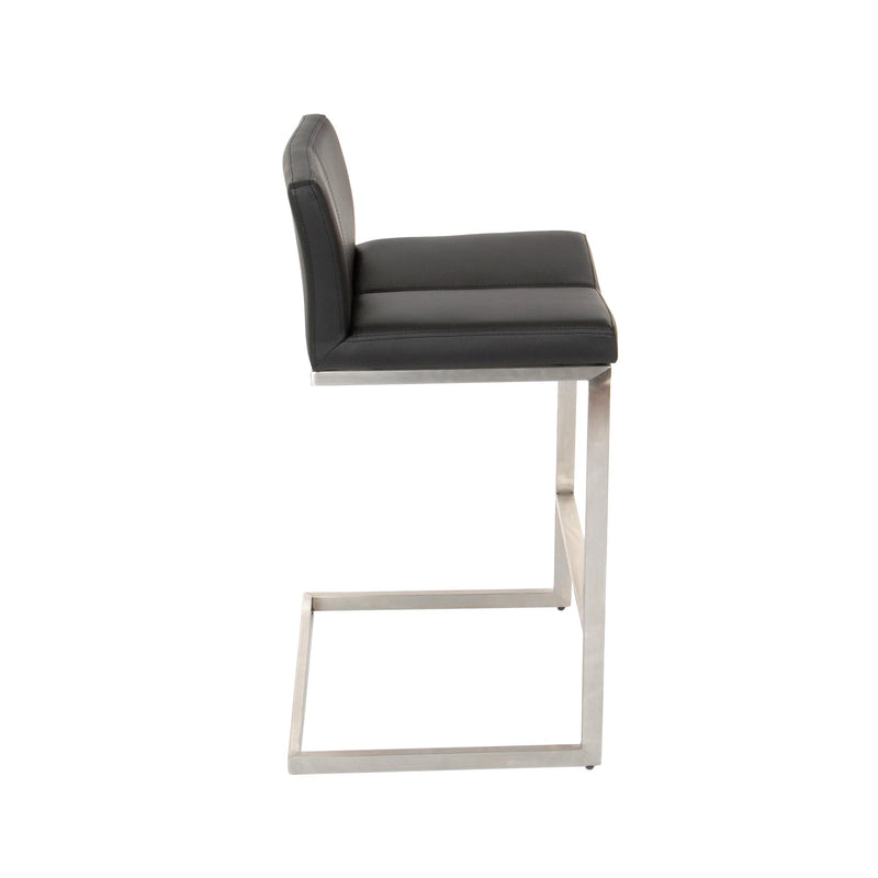 Furnishings' Mate BS 019-BL-SS Cee Counter Stool In Black PU On Stainless Steel Frame IMAGE 3