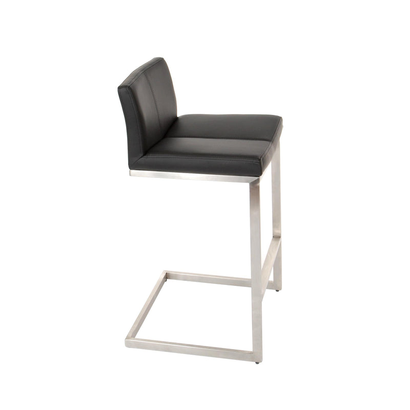 Furnishings' Mate BS 019-BL-SS Cee Counter Stool In Black PU On Stainless Steel Frame IMAGE 4