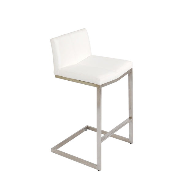 Furnishings' Mate BS 019-WH-SS Cee Counter Stool In White PU On Stainless Steel Frame IMAGE 1