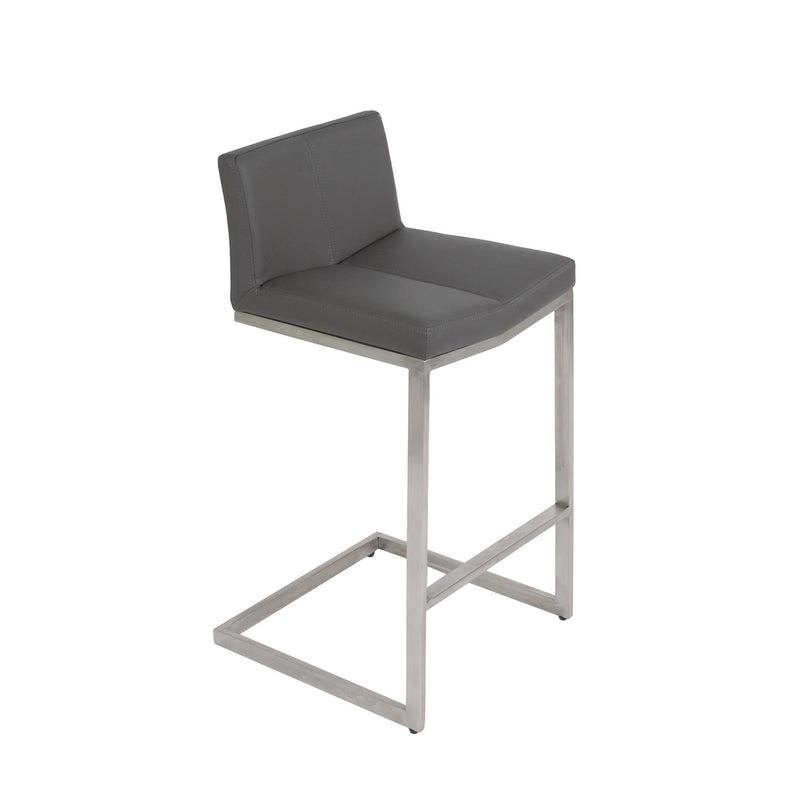 Furnishings' Mate BS 019-GR-SS Cee Counter Stool In Grey PU On Stainless Steel Frame IMAGE 1