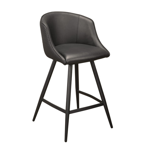 Furnishings' Mate CS 6405-BL-MB Celine Counter Stool In Black PU/Weave On Matte Black Frame IMAGE 1