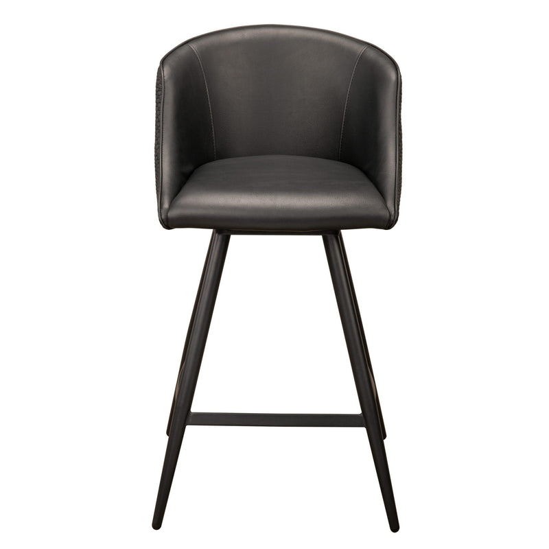 Furnishings' Mate CS 6405-BL-MB Celine Counter Stool In Black PU/Weave On Matte Black Frame IMAGE 2