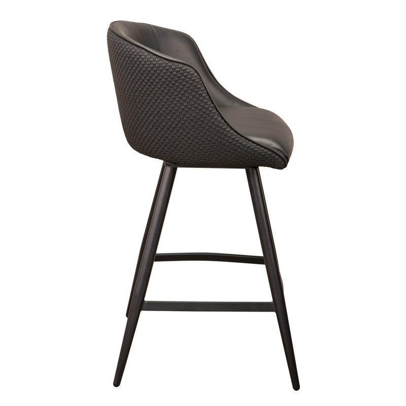 Furnishings' Mate CS 6405-BL-MB Celine Counter Stool In Black PU/Weave On Matte Black Frame IMAGE 3