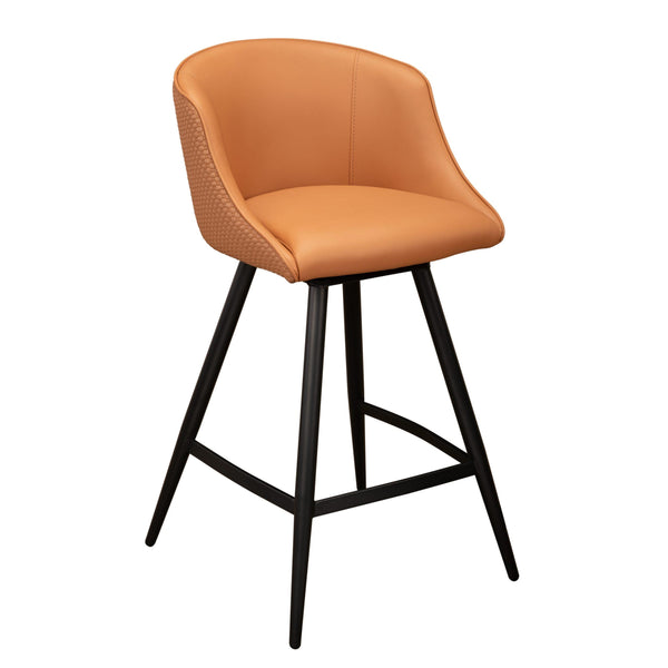 Furnishings' Mate CS 6405-APR-MB Celine Counter Stool In Apricot PU/Weave On Matte Black Frame IMAGE 1