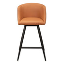  Furnishings' Mate CS 6405-APR-MB Celine Counter Stool In Apricot PU/Weave On Matte Black Frame IMAGE 2