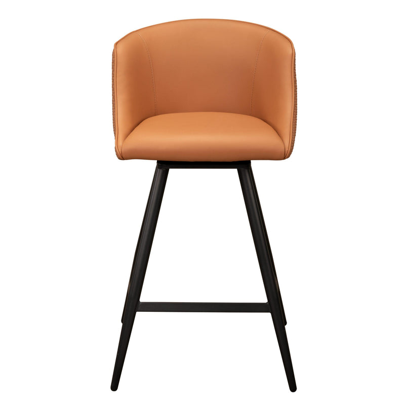 Furnishings' Mate CS 6405-APR-MB Celine Counter Stool In Apricot PU/Weave On Matte Black Frame IMAGE 2