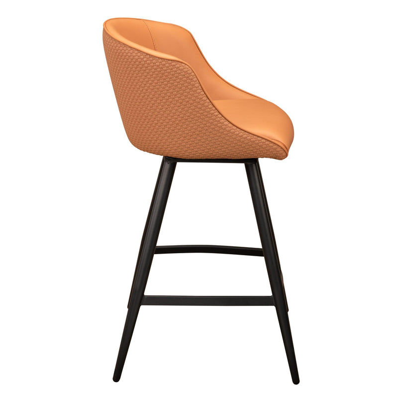 Furnishings' Mate CS 6405-APR-MB Celine Counter Stool In Apricot PU/Weave On Matte Black Frame IMAGE 3