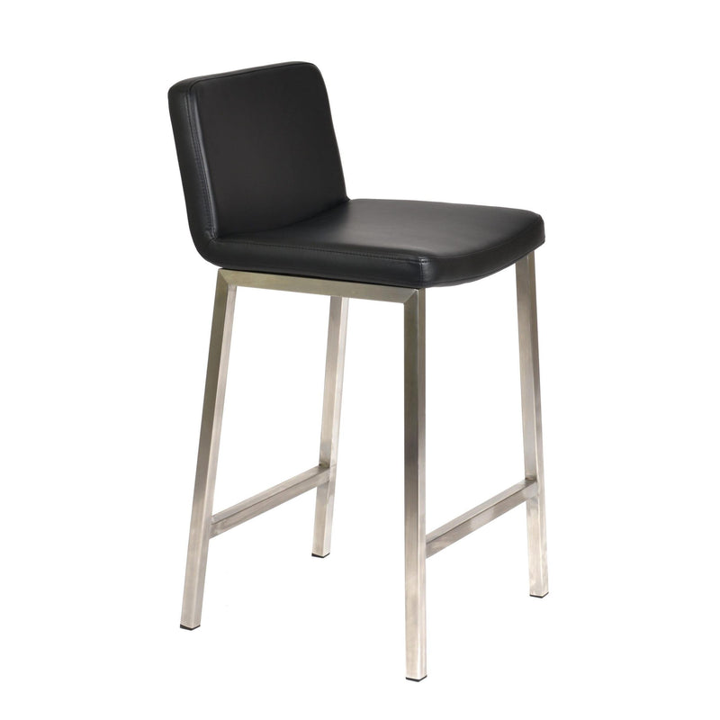 Furnishings' Mate BS 213-BL-SS Corey Counter Stool In Black PU On Brushed Stainless Steel Frame IMAGE 1