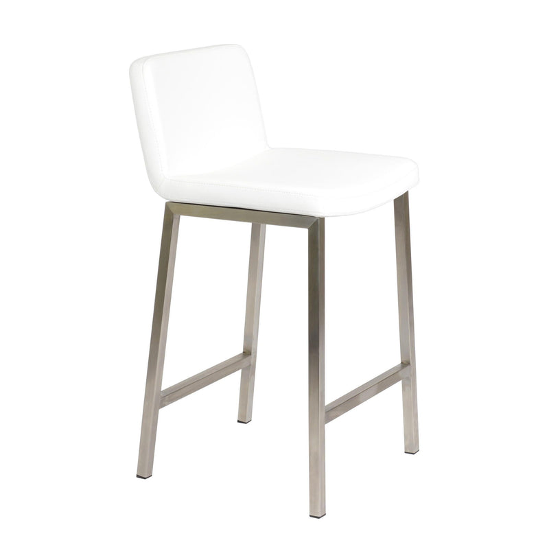 Furnishings' Mate BS 213-WH-SS Corey Counter Stool In White PU On Brushed Stainless Steel Frame IMAGE 1