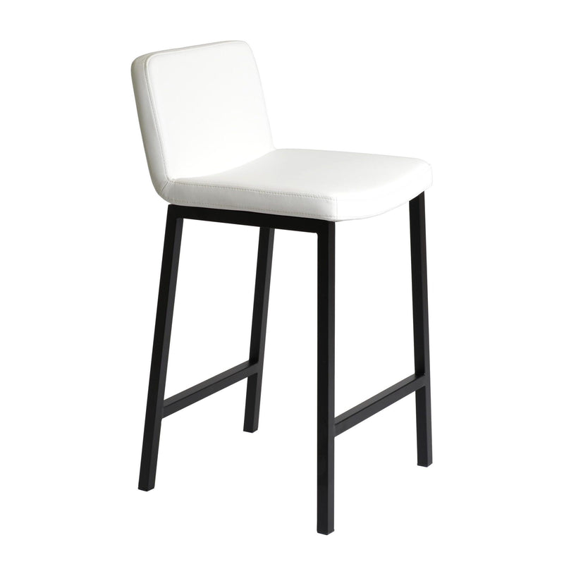 Furnishings' Mate BS 213-WH-MB Corey Counter Stool In White PU On Matte Black Frame IMAGE 1