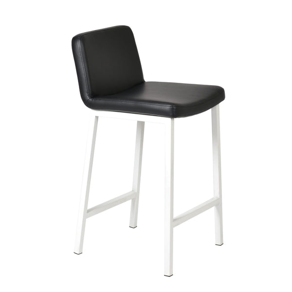 Furnishings' Mate BS 213-BL-MW Corey Counter Stool In Black PU On Matte White Frame IMAGE 1