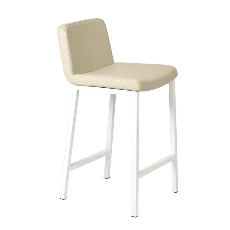 Furnishings' Mate BS 213-TA-MW Corey Counter Stool In Taupe PU On Matte White Frame IMAGE 1