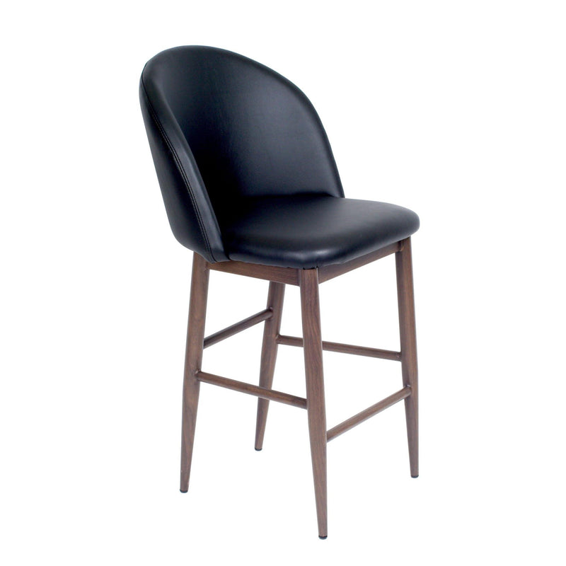 Furnishings' Mate CS T15-BL-BW Crescent Counter Stool In Black PU On Black Walnut Base IMAGE 1