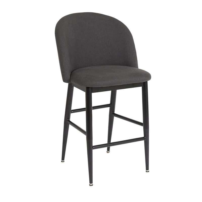 Furnishings' Mate CS T15-GF-MB Crescent Counter Stool In Graphite Fabric On Matte Black Base IMAGE 1