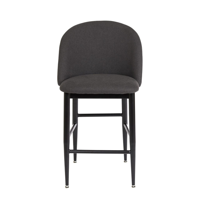 Furnishings' Mate CS T15-GF-MB Crescent Counter Stool In Graphite Fabric On Matte Black Base IMAGE 2