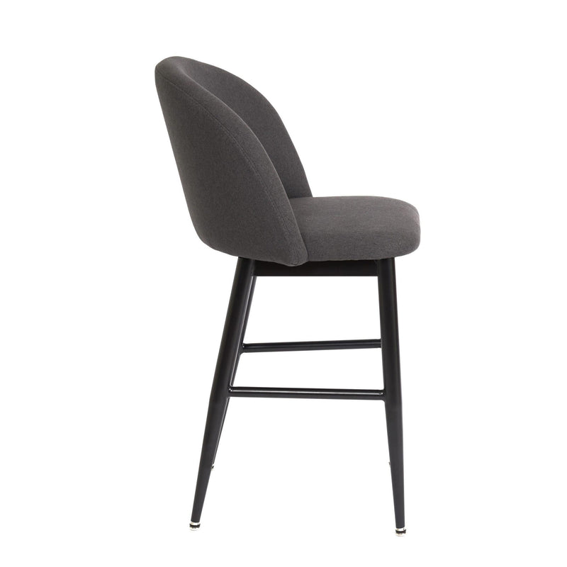 Furnishings' Mate CS T15-GF-MB Crescent Counter Stool In Graphite Fabric On Matte Black Base IMAGE 3