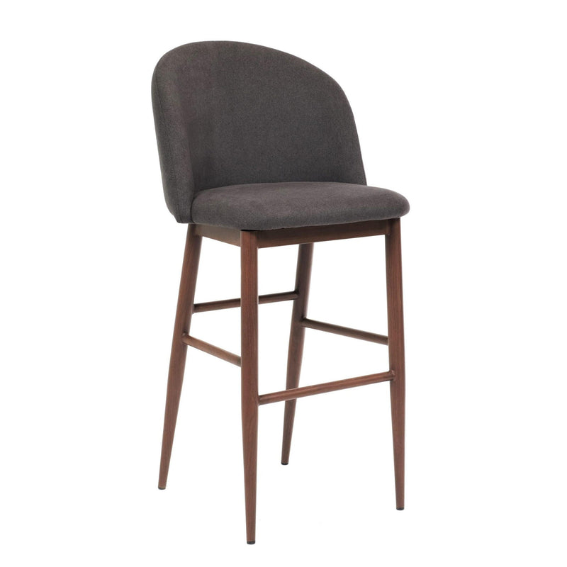 Furnishings' Mate BS T15-GF-BW Crescent Bar Stool In Graphite Fabric On Black Walnut Base IMAGE 1