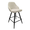 Furnishings' Mate CS 6451-STN-MB Daphne Counter Stool In Stone Fabric On Standard Matte Black Swivel Base IMAGE 1