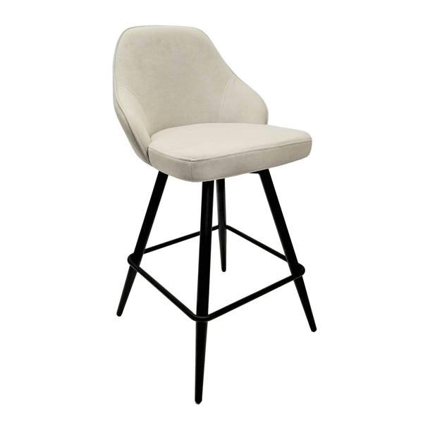 Furnishings' Mate CS 6451-STN-MB Daphne Counter Stool In Stone Fabric On Standard Matte Black Swivel Base IMAGE 1