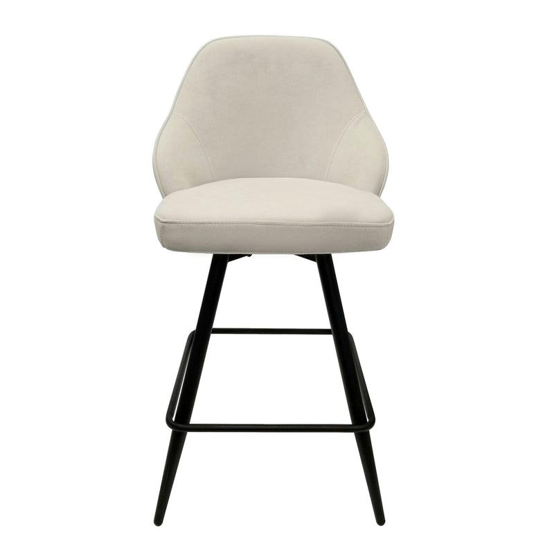 Furnishings' Mate CS 6451-STN-MB Daphne Counter Stool In Stone Fabric On Standard Matte Black Swivel Base IMAGE 2