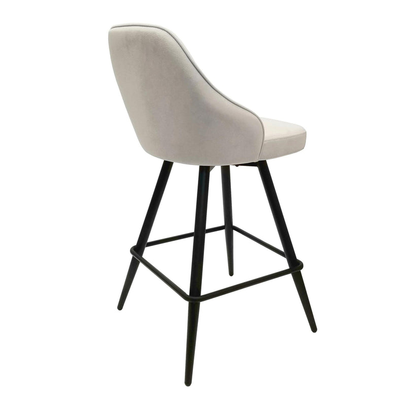 Furnishings' Mate CS 6451-STN-MB Daphne Counter Stool In Stone Fabric On Standard Matte Black Swivel Base IMAGE 3