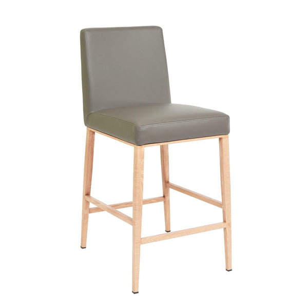 Furnishings' Mate CS 280-GR-WO Erika Counter Stool In Grey PU On White Oak Base IMAGE 1