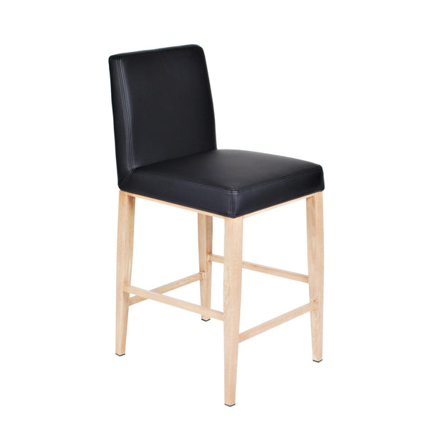 Furnishings' Mate CS 280-BL-WO Erika Counter Stool In Black PU On White Oak Base IMAGE 1