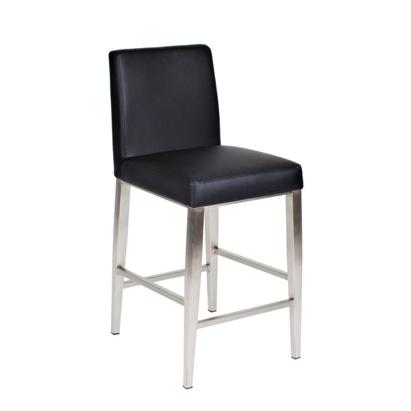 Furnishings' Mate CS 280-BL-SS Erika Counter Stool In Black PU On Stainless Steel Base IMAGE 1