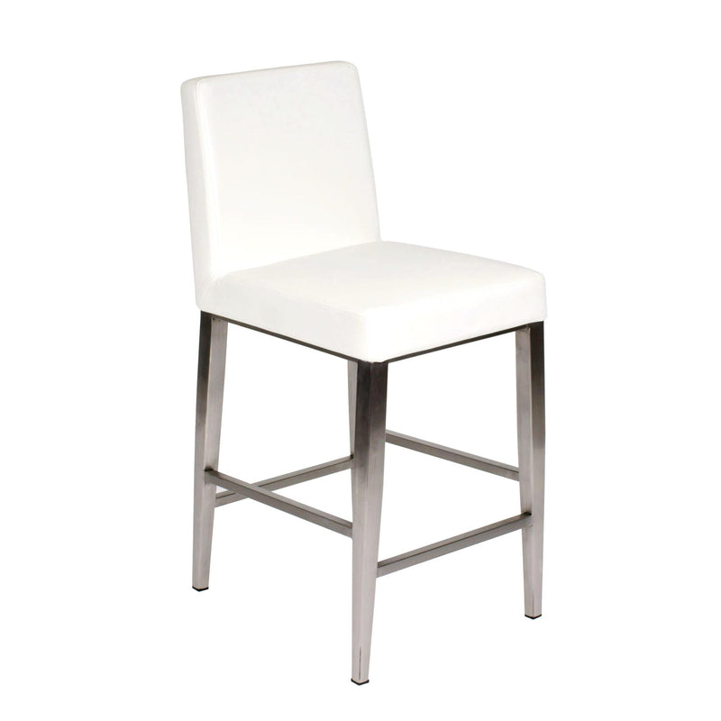 Furnishings' Mate CS 280-WH-SS Erika Bar Stool In White PU On Stainless Steel Base IMAGE 1