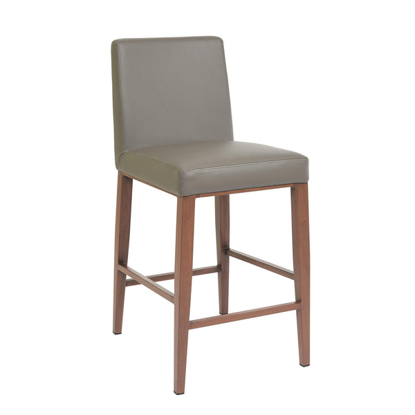 Furnishings' Mate BS 280A-GR-BW Erika Bar Stool In Grey PU On Black Walnut Base IMAGE 1