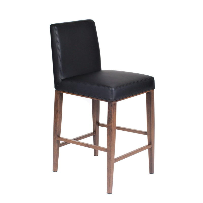 Furnishings' Mate BS 280A-BL-BW Erika Bar Stool In Black PU On Black Walnut Base IMAGE 1